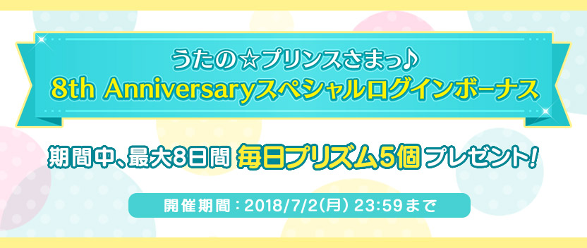 うたの☆プリンスさまっ♪ 8th Anniversaryスペシャルログインボーナス