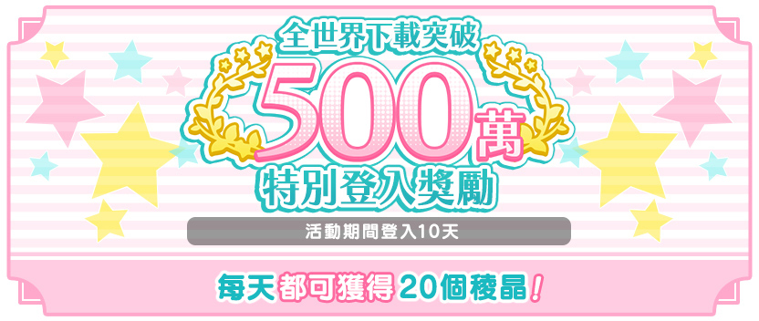 全世界下載突破500萬！特別登入獎勵